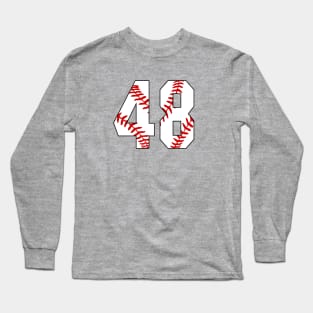 Baseball Number 48 #48 Baseball Shirt Jersey Favorite Player Biggest Fan Long Sleeve T-Shirt